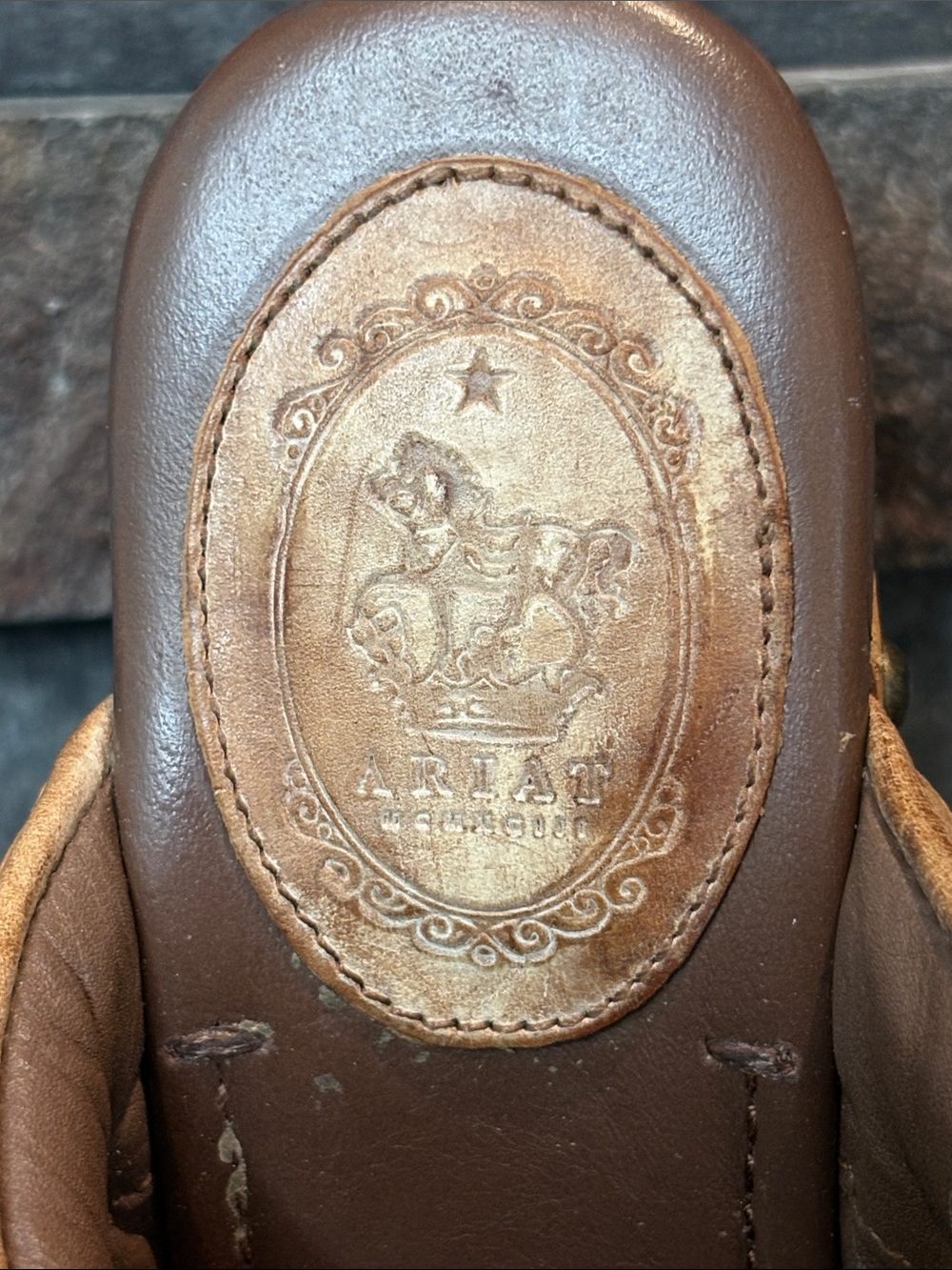 Ariat Tan Distressed Leather Buckle Clog Mules with Wood Sole - Picture 2 of 11